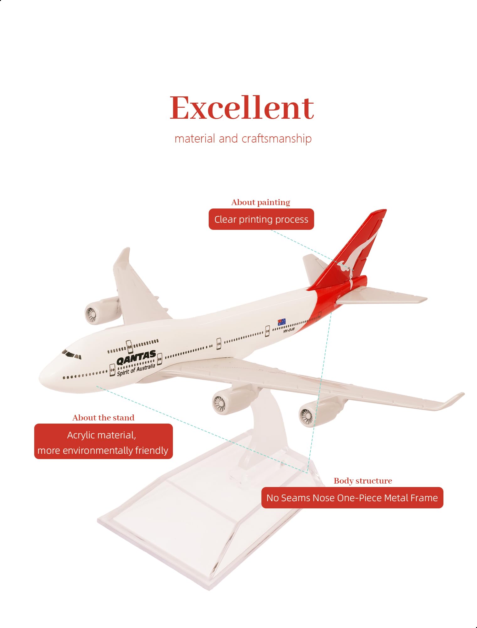 Amazon | QIYUMOKE 1/400 カンタス航空 ボーイング747 飛行機モデル